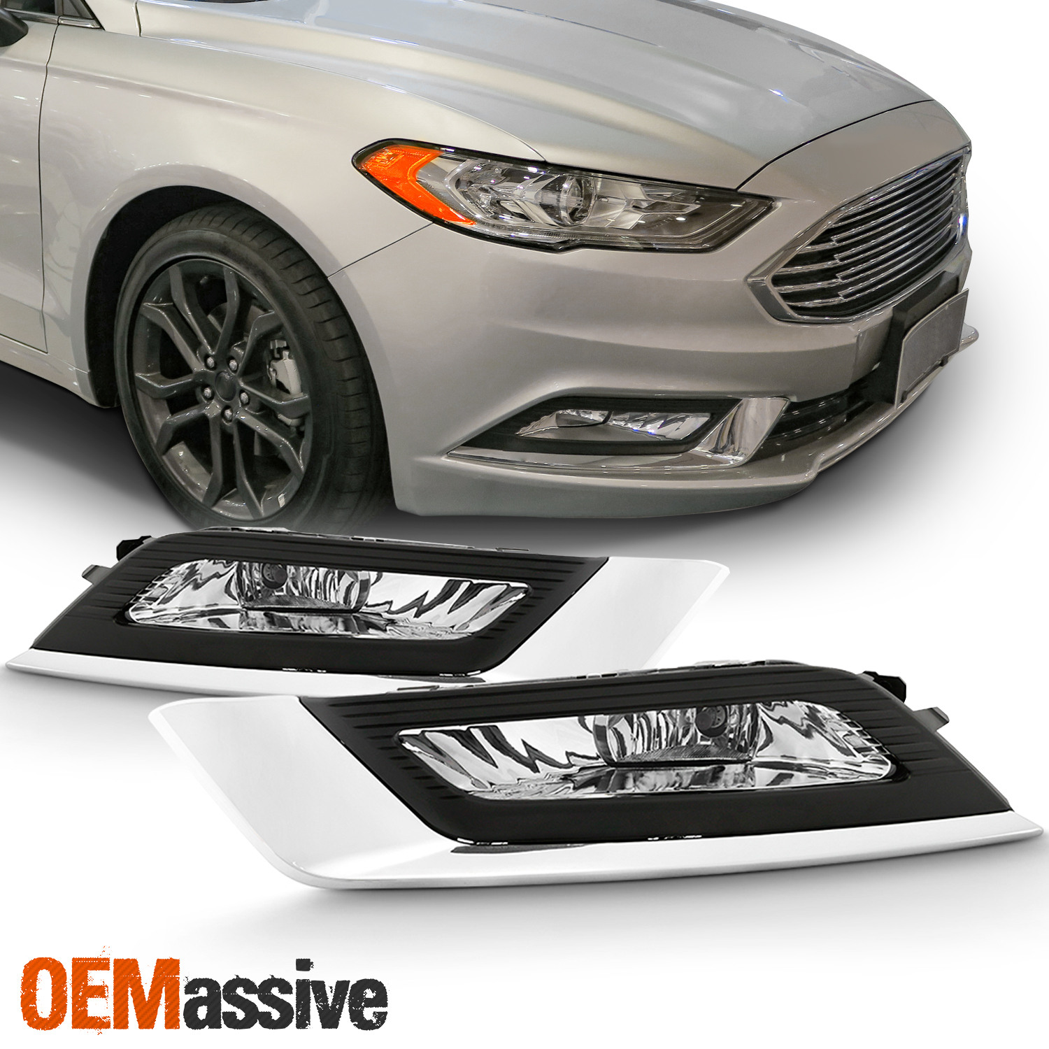 For 20172018 Ford Fusion Clear Fog Lights Left + Right Pair